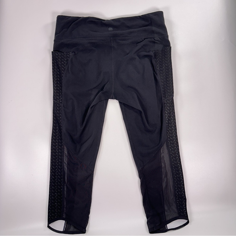 Athleta Women’s Meshblock Cropped Pocket Leggings Black Mesh Panel Workout XL - Picture 5 of 15